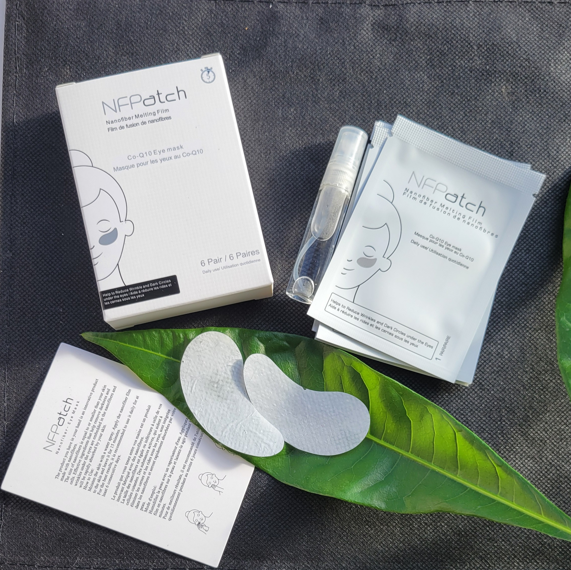 CoQ10 Under Eye Nanofiber Mask (6-Pair) — Water-Activated, Preservative-Free